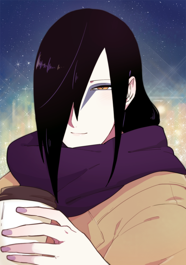 1boy, bangs, black_hair, brown_coat, casual, closed_mouth, coat, coffee_cup