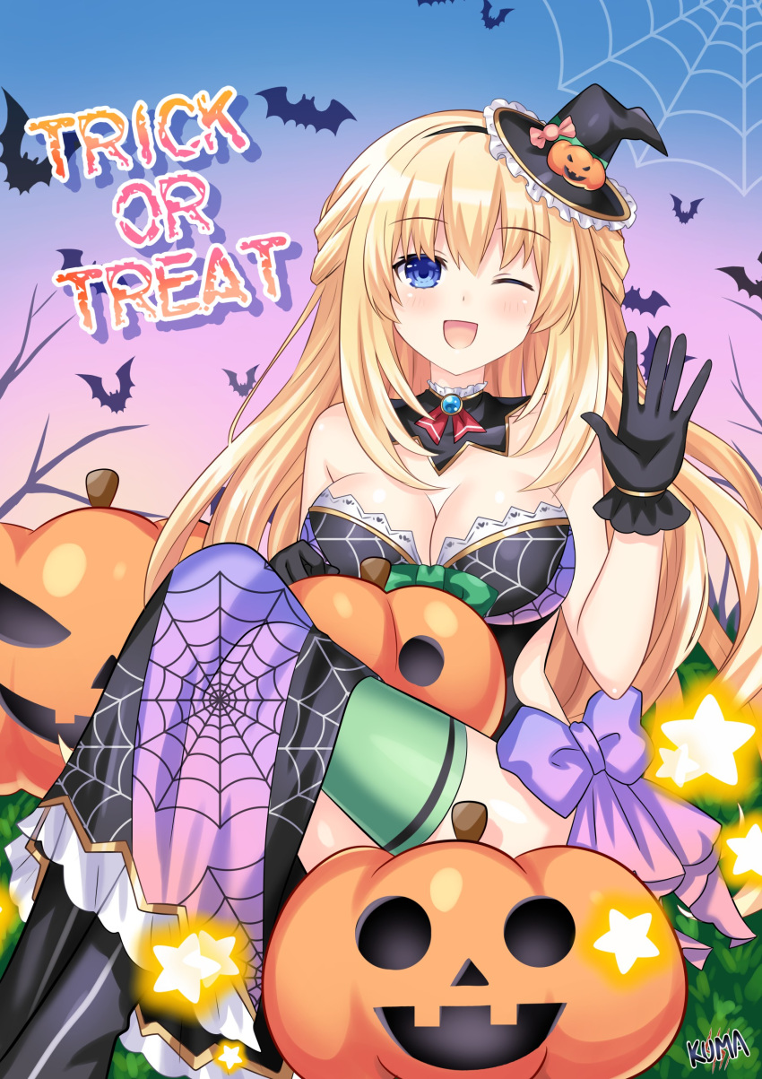 1girl, absurdres, bat, blonde_hair, blue_eyes, blush, bow, breasts