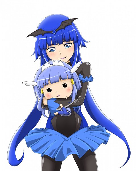 1girl, aoki_reika, bad_end_beauty, bad_end_precure, blue_eyes, blue_eyeshadow, blue_hair, blush