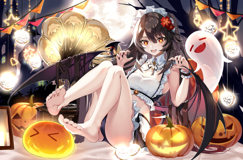 >_<, 1girl, :d, alternate_costume, apron, arms_up, augu_(523764197), bangs