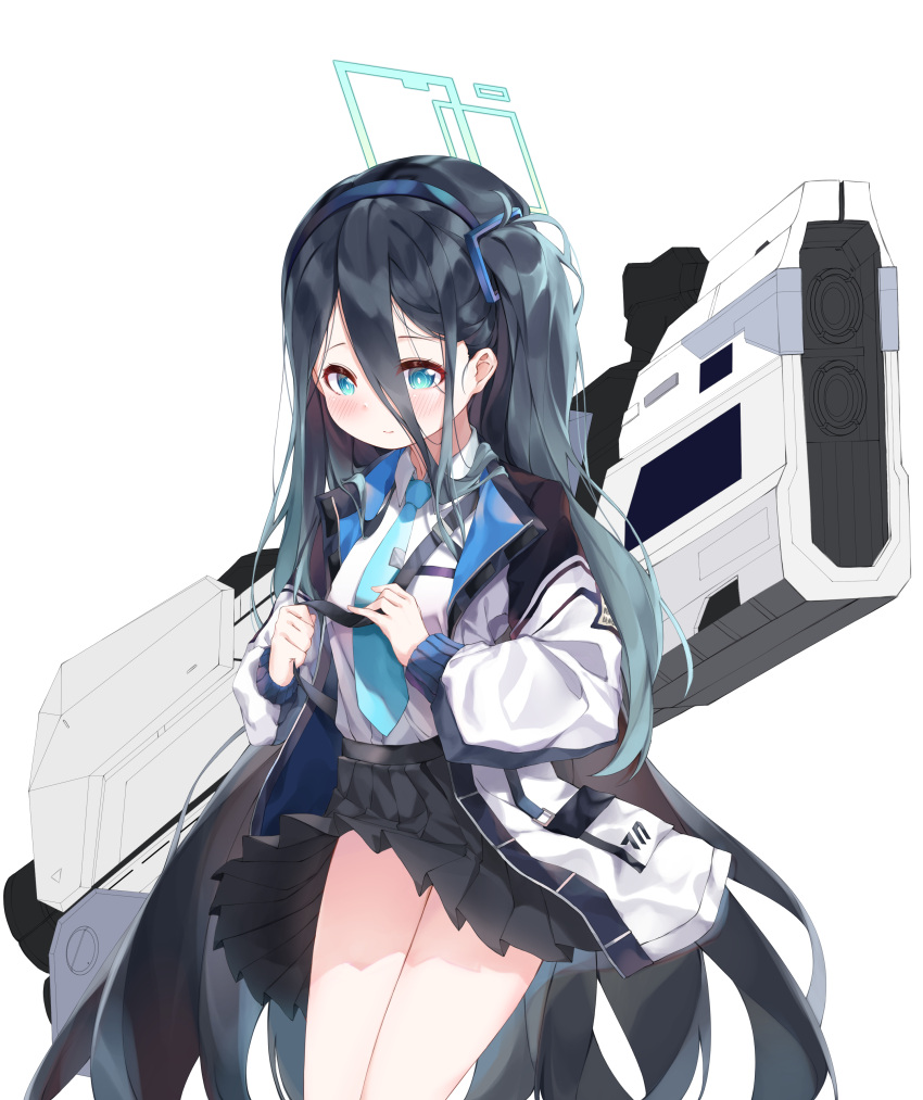 1girl, absurdres, arisu_(blue_archive), bangs, black_hair, black_skirt, blue_archive, blue_eyes