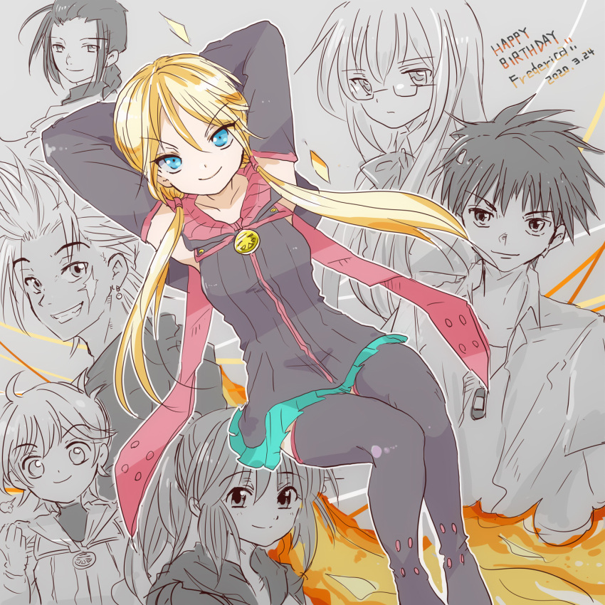 amamiya_sakurako, breasts, closed_mouth, highres, long_hair, looking_at_viewer, multiple_boys, multiple_girls