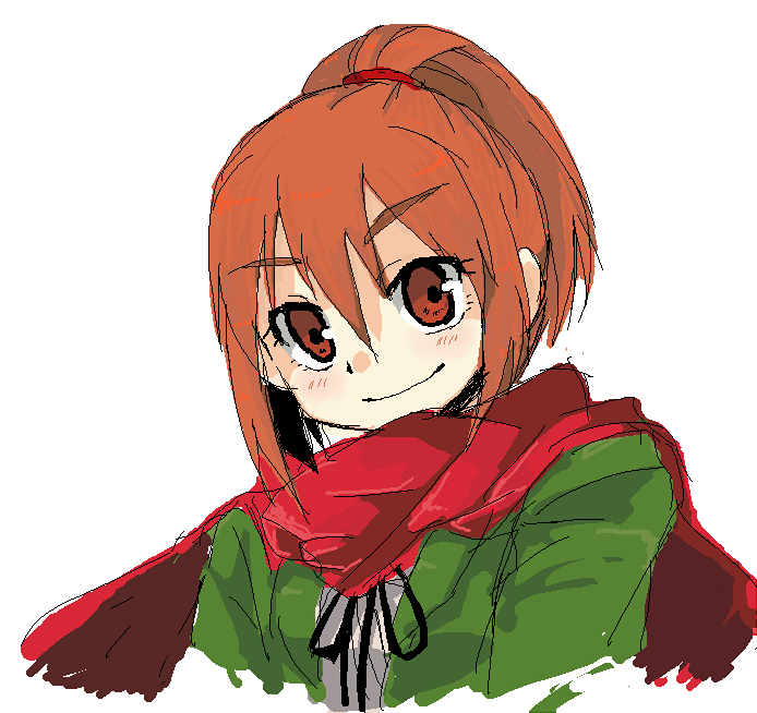 asahina_samidare, bad_id, brown_eyes, brown_hair, cape, hair_tie, hoshi_no_samidare, solo