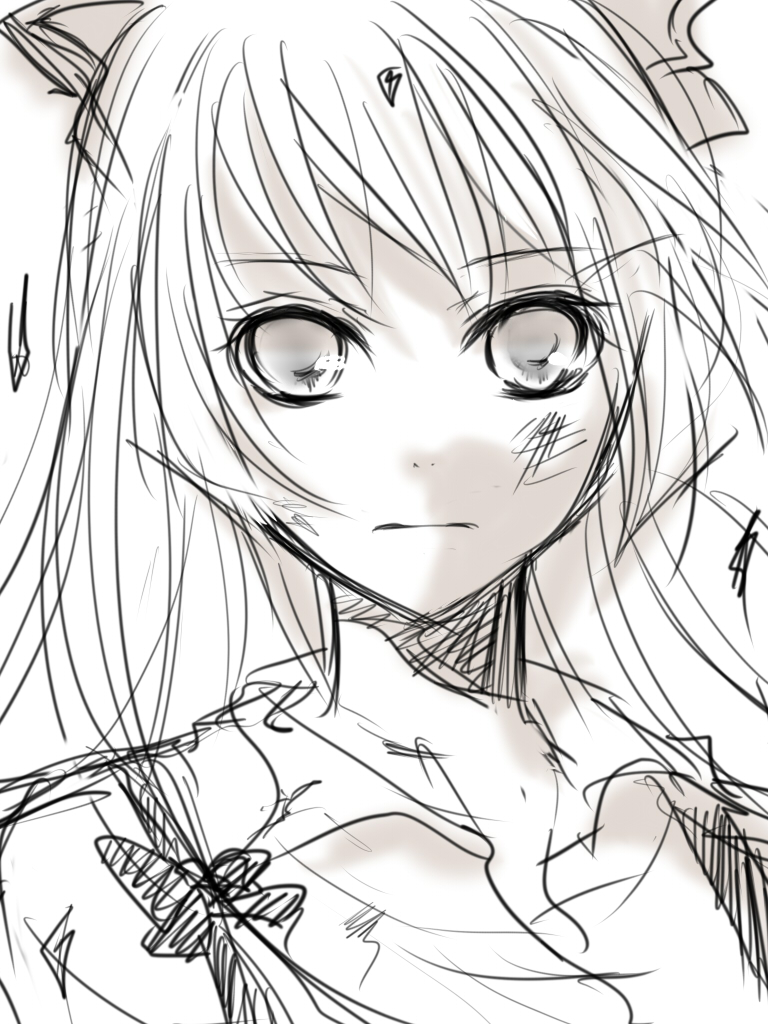 1girl, arufa_(th_bluerose), close-up, expressionless, face, fujiwara_no_mokou, long_hair, monochrome