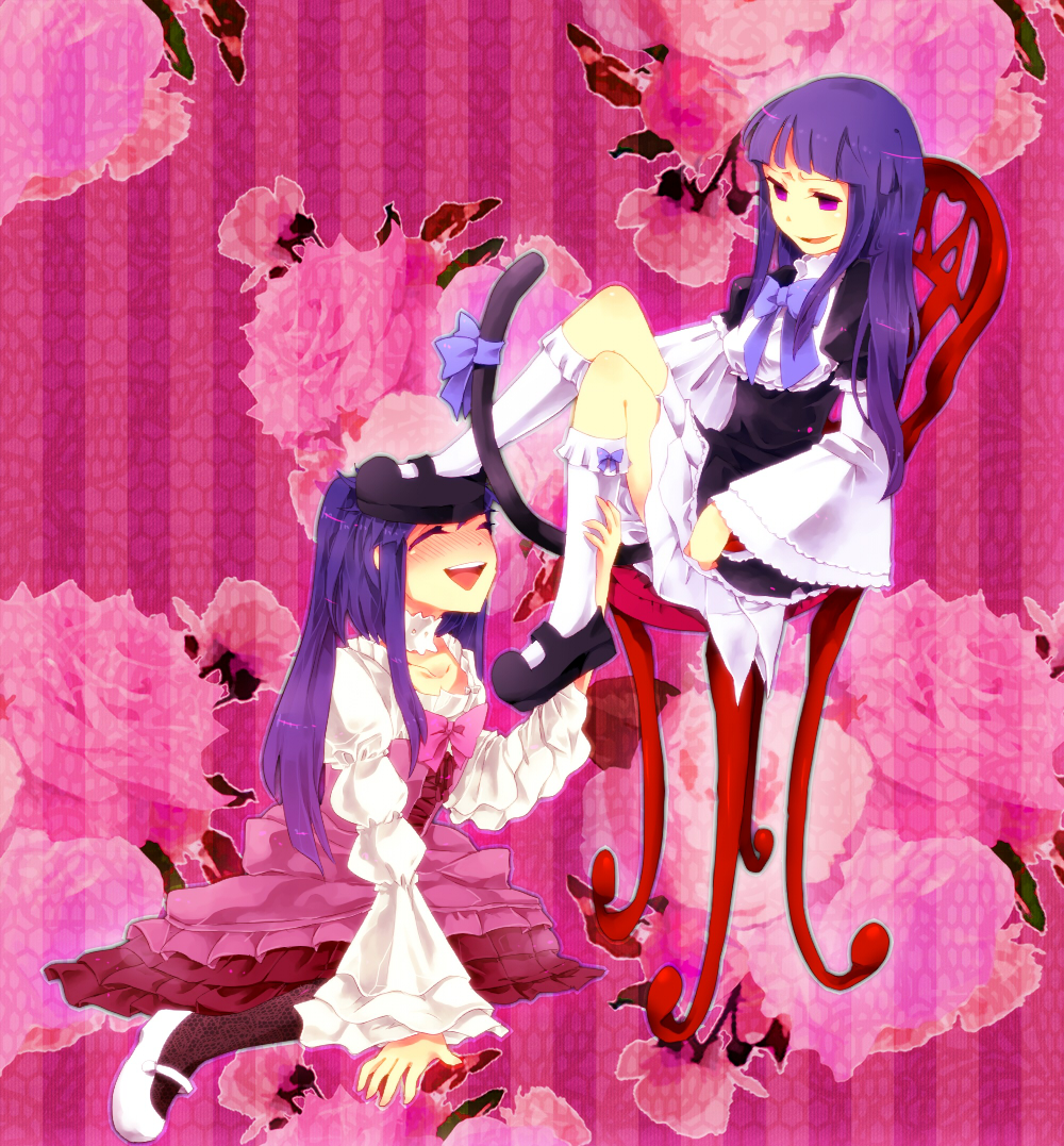 blush, bow, chair, dress, flower, frederica_bernkastel, frills, furudo_erika