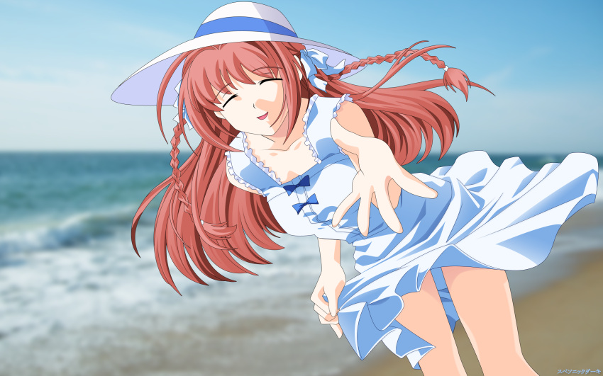 beach, hat, kimi_ga_nozomu_eien, long_hair, supersonicdarky, suzumiya_haruka