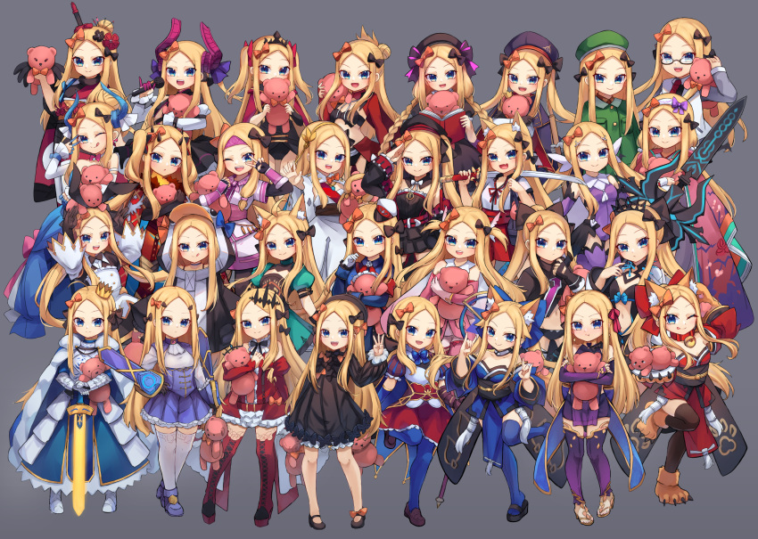 1girl, abigail_williams_(fate), artoria_pendragon_(fate), astolfo_(fate), astolfo_(saber)_(fate), astolfo_(saber)_(fate)_(cosplay), atalanta_(fate), atalanta_(fate)_(cosplay)