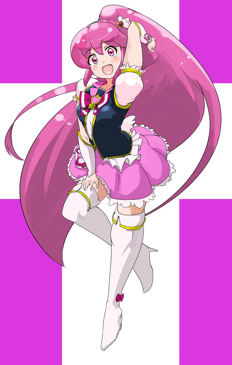 1girl, aino_megumi, cure_lovely, happinesscharge_precure!, highres, long_hair, looking_at_viewer, open_mouth