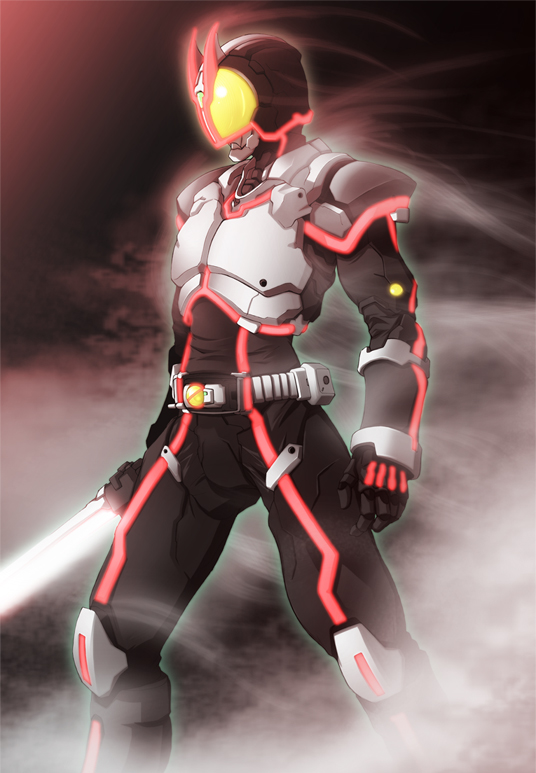 glowing, glowing_eyes, kamen_rider, kamen_rider_555, kamen_rider_faiz, nanairo_souga, neon_trim, souga_nanairo