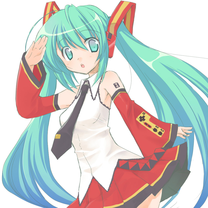 aqua_eyes, aqua_hair, detached_sleeves, famicom, hatsune_miku, long_hair, mitsuyuki_yuzuna, necktie