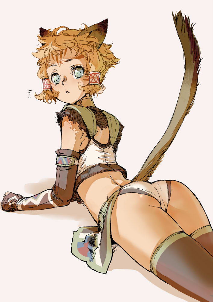 animal_ears, ass, bad_id, black_legwear, blonde_hair, blue_eyes, branch_(artist), branch_(blackrabbits)