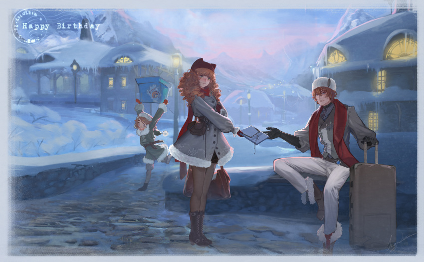 1girl, 2boys, absurdres, bishounen, blush, genshin_impact, hair_ornament, highres