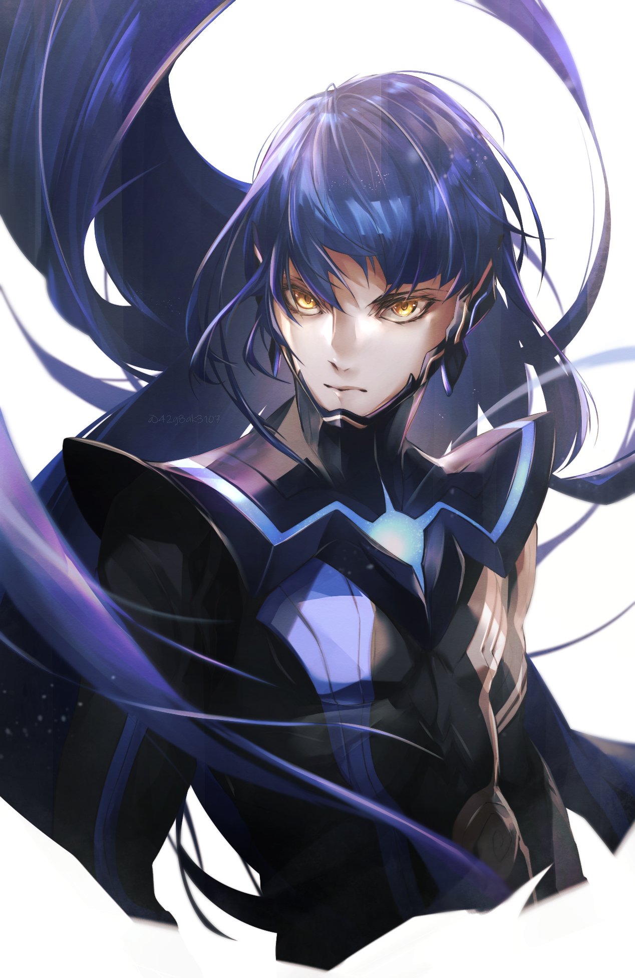 1boy, androgynous, armor, bangs, bodysuit, collarbone, eyelashes, highres