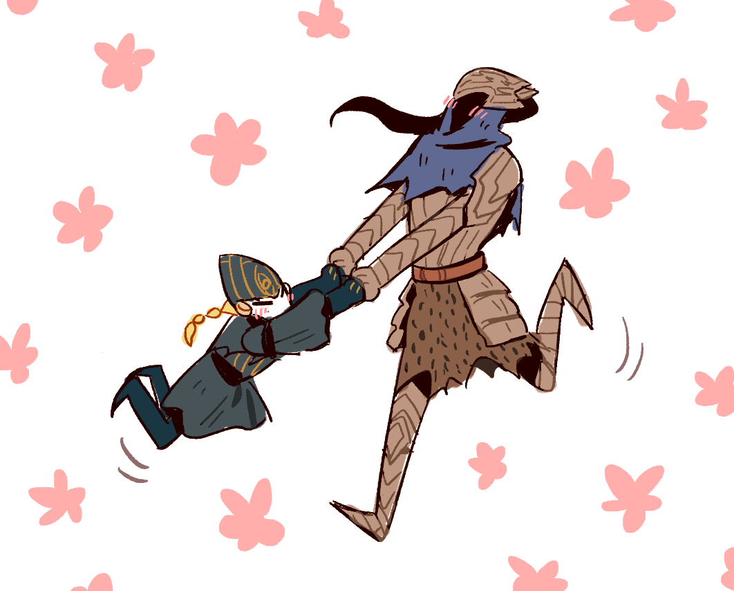 1boy, 1girl, armor, artorias_the_abysswalker, blonde_hair, braid, chibi, dark_souls_(series)