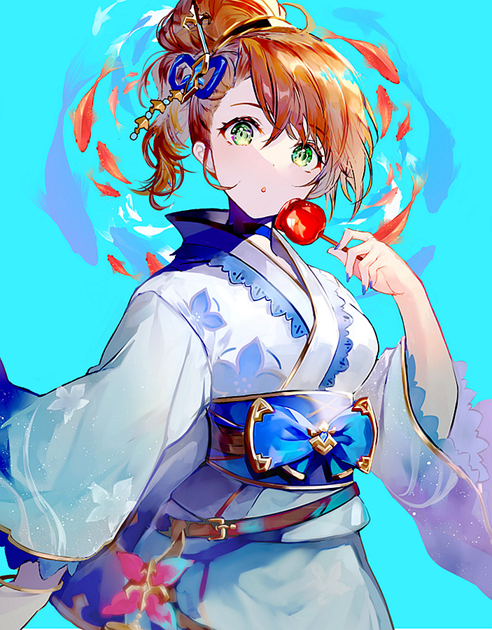1girl, :o, bangs, banned_artist, beatrix_(granblue_fantasy), belt, blue_background, blue_nails