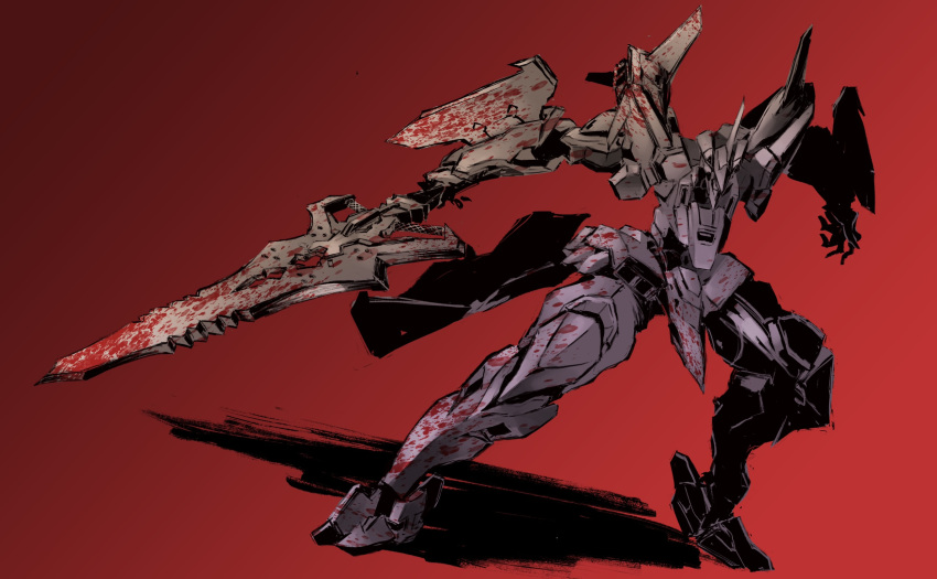 arm_blade, blood, blood_on_weapon, ef-2000_typhoon_(muvluv), highres, holding, holding_sword, holding_weapon