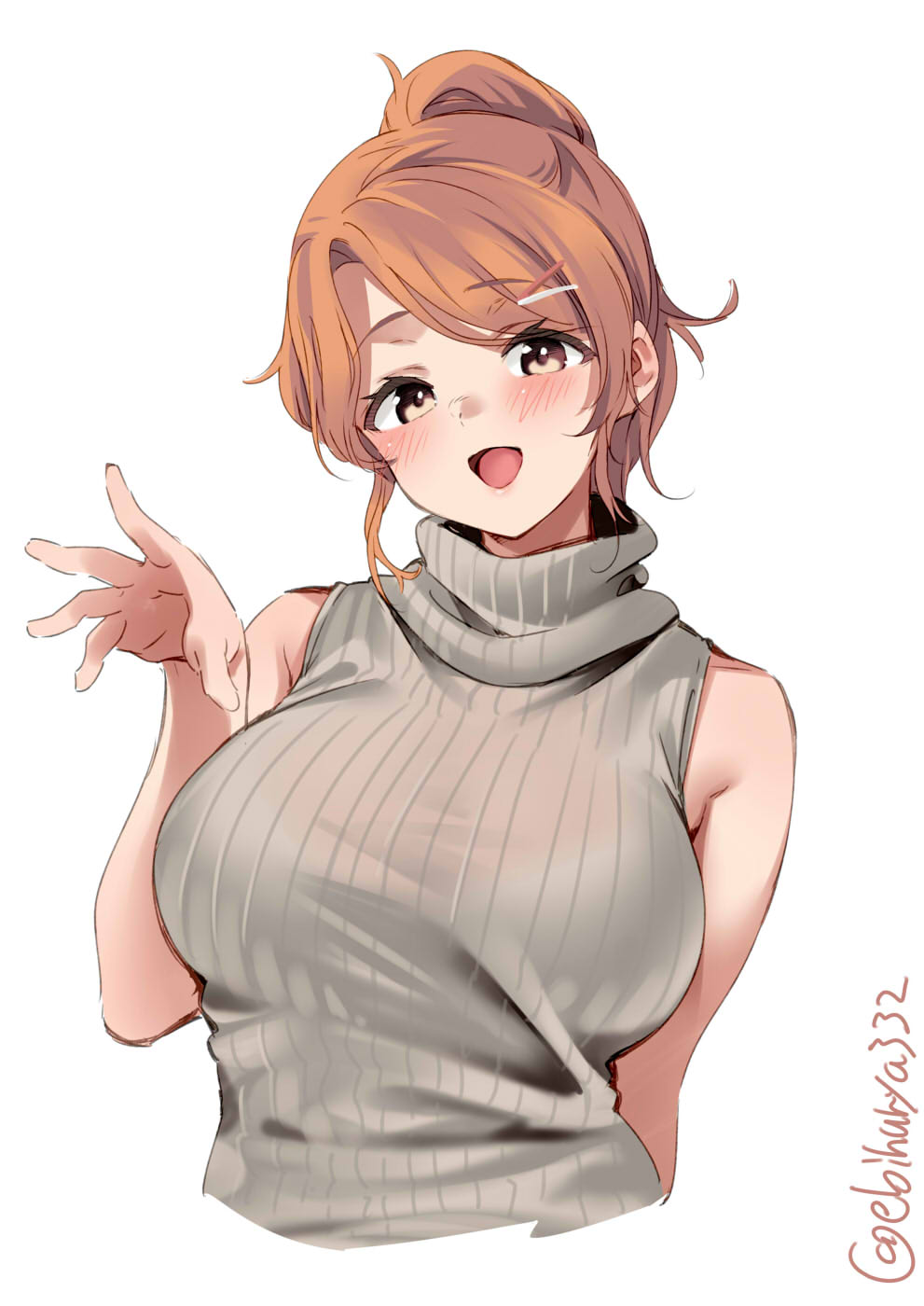 1girl, alternate_costume, aquila_(kancolle), armpit_crease, bare_shoulders, blush, breasts, brown_eyes