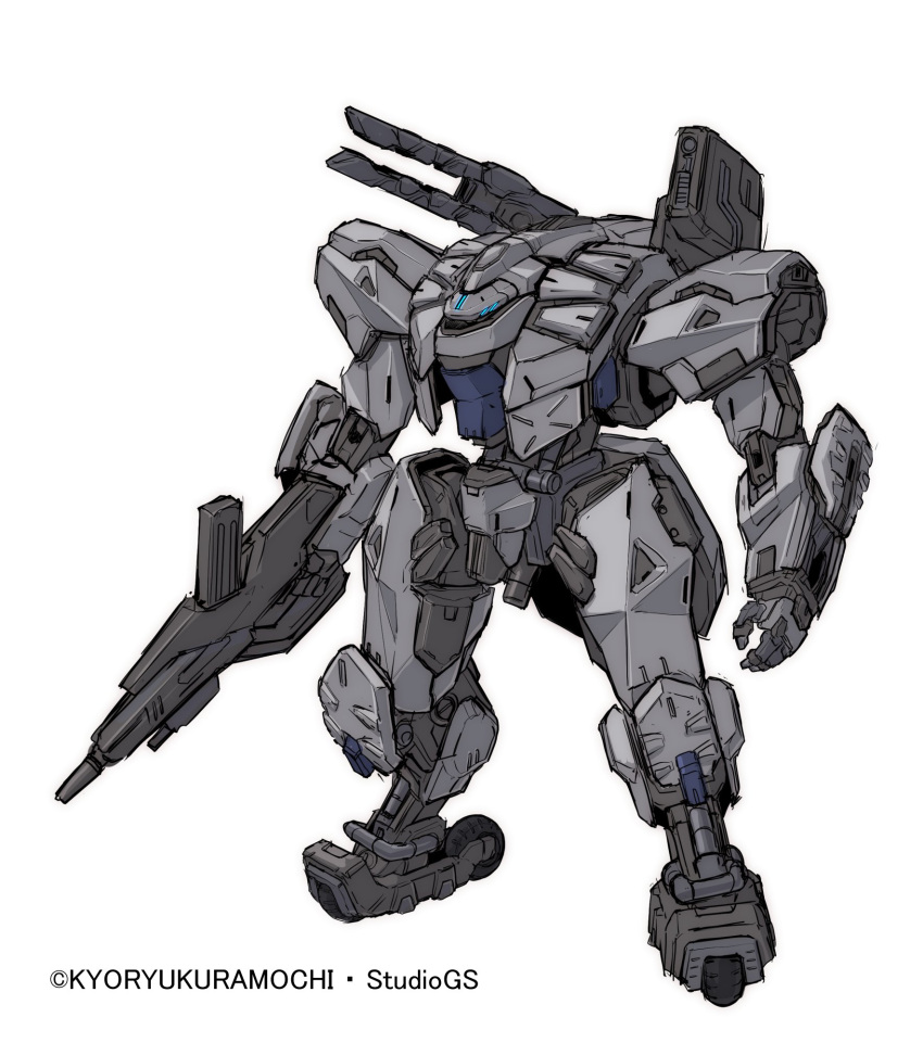 blue_eyes, code_beast, glowing, glowing_eyes, gun, highres, holding, holding_gun