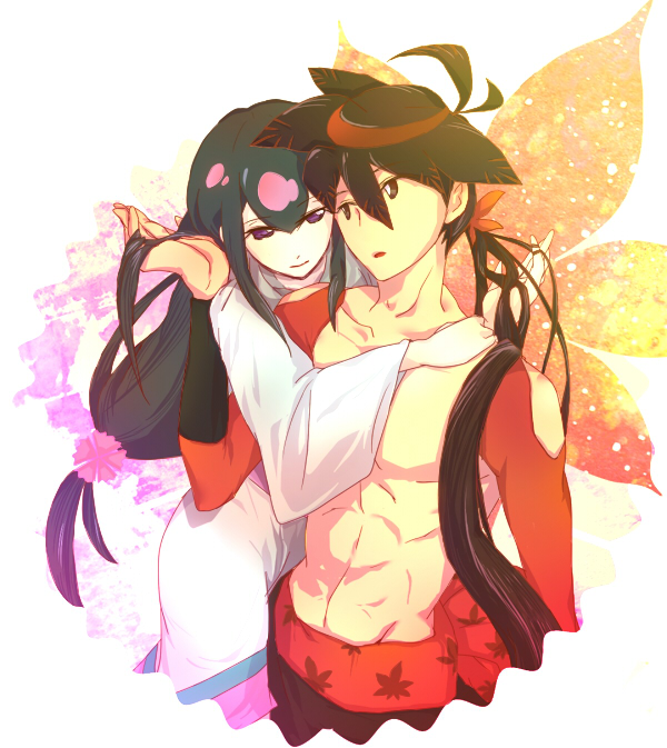 artist_request, brother_and_sister, hug, hug_from_behind, katanagatari, siblings, tom2940, yasuri_nanami, yasuri_shichika