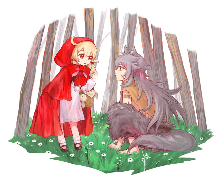 alternate_costume, animal_ears, bag_charm, bent_over, big_bad_wolf, big_bad_wolf_(cosplay), big_bad_wolf_(grimm), black_footwear
