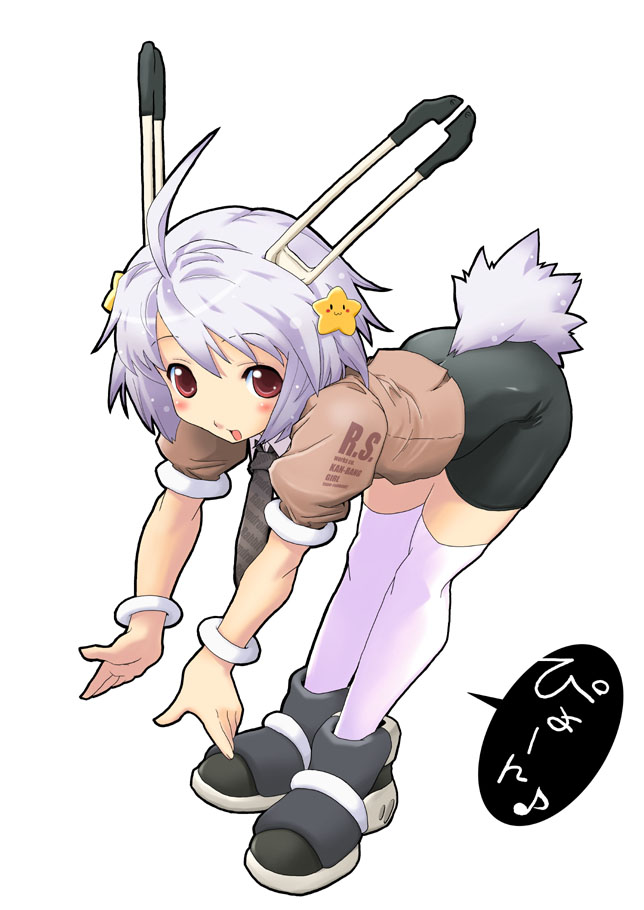 bike_shorts, bunny_ears, bunnygirl, hermmy, kneehighs, necktie, original, short_hair