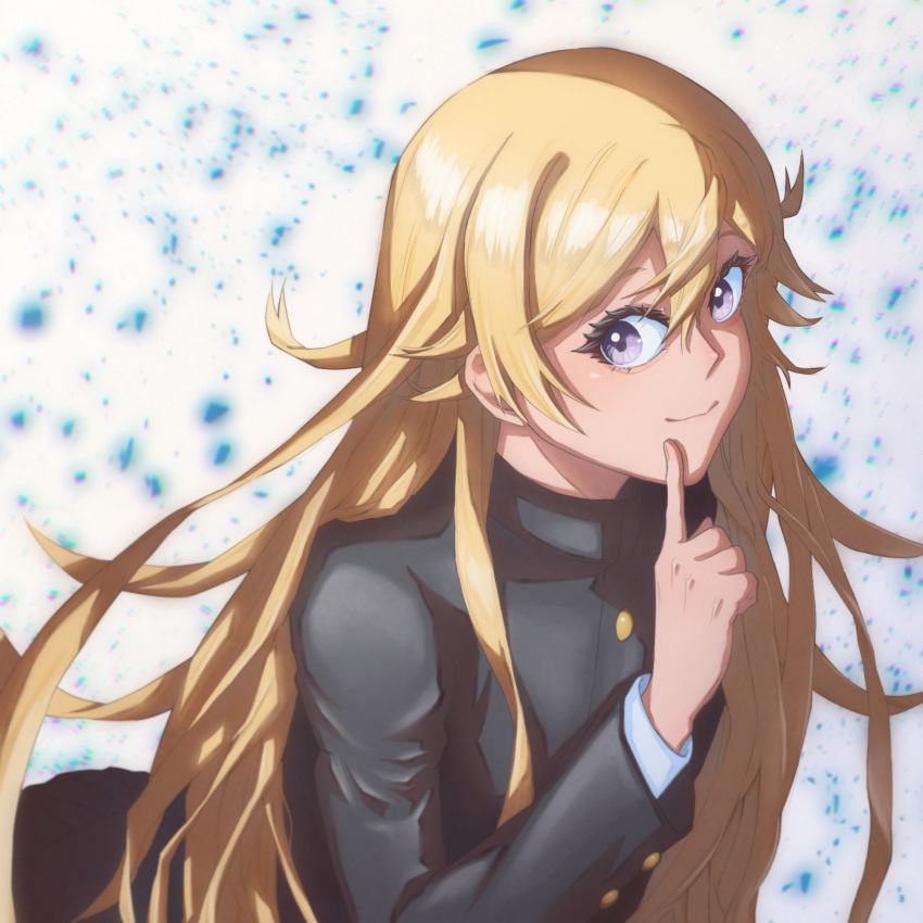 1boy, ayukawa_ryuuji, bishounen, blonde_hair, blue_period, gakuran, highres, index_finger_raised