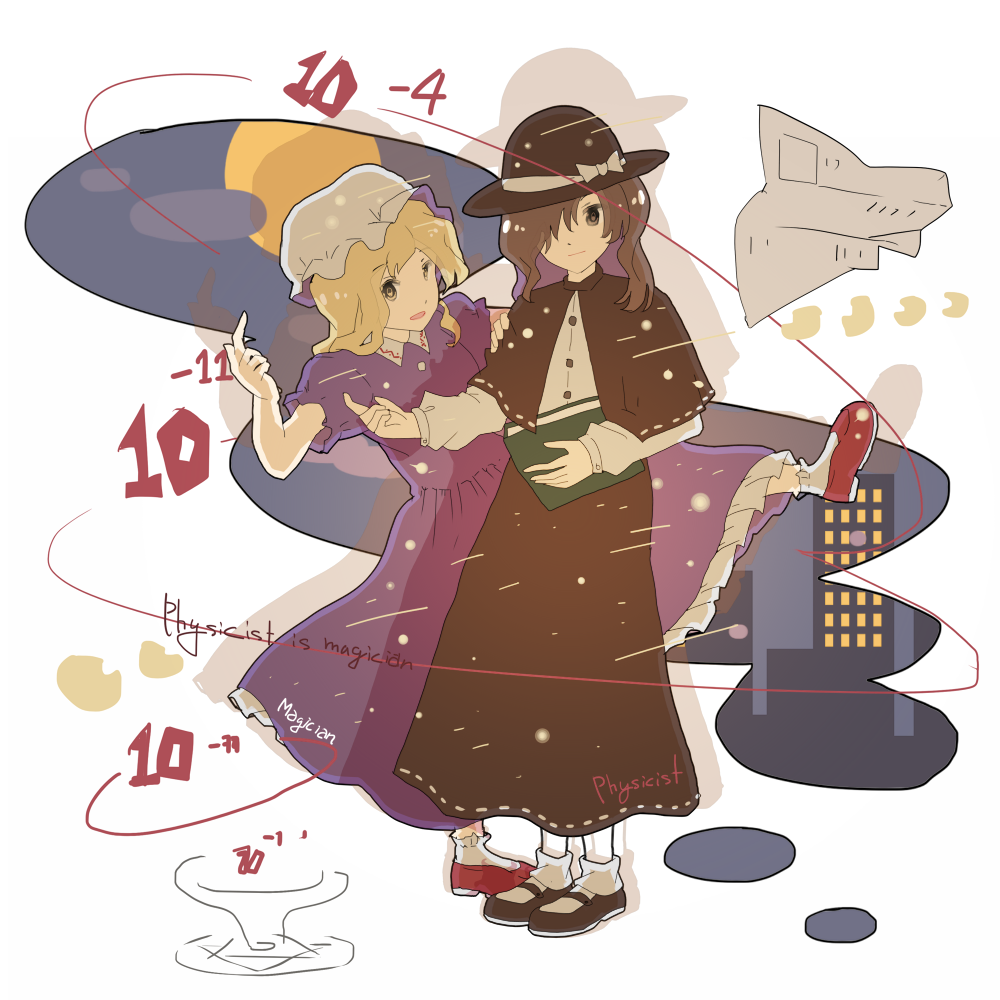album_cover_redraw, blonde_hair, book, bow, brown_eyes, brown_hair, brown_skirt, building