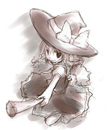 1girl, bangs, black_dress, black_eyes, blonde_hair, bow, braid, broom