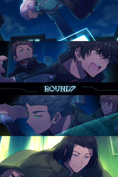 6+boys, azuma_haruaki, bangs, black_hair, brown_hair, bug, building, cape