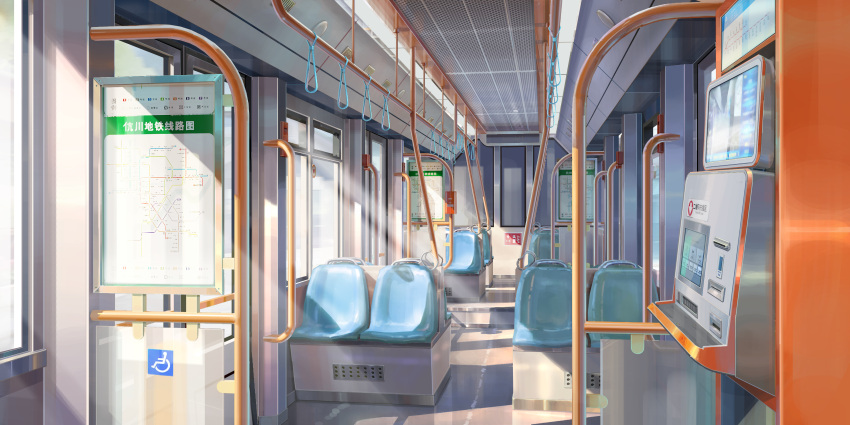 absurdres, bus, bus_interior, chair, chinese_commentary, chinese_text, commentary_request, ground_vehicle