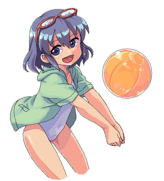 beachball, blue_eyes, blue_hair, child, face, glasses, hoodie, inazuma_eleven
