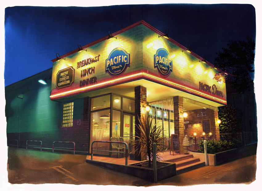 building, bush, chair, commentary_request, diner, door, fence, lamp