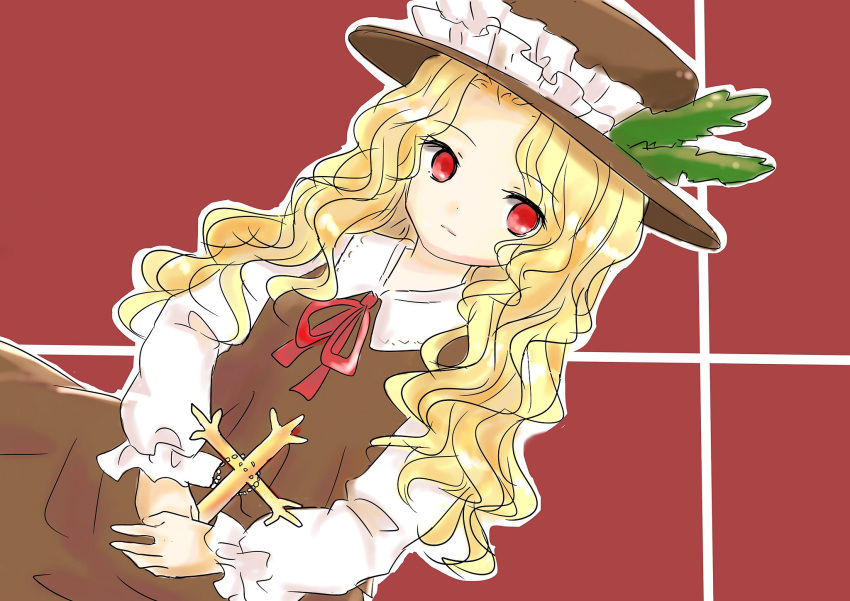 1girl, artist_request, brown_dress, brown_headwear, collared_shirt, cross, dress, extra