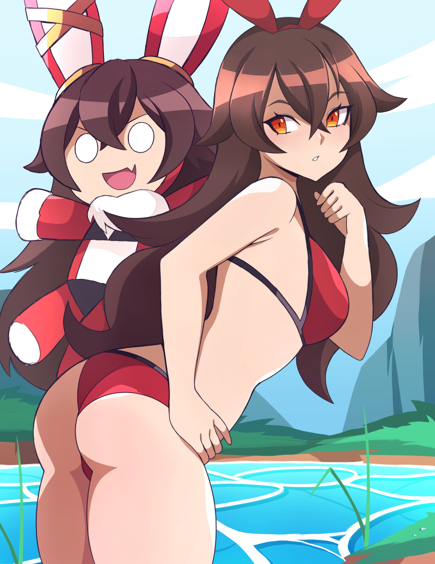 1girl, absurdres, abysswatchers, alternate_costume, amber_(genshin_impact), ass, bangs, baron_bunny_(genshin_impact)