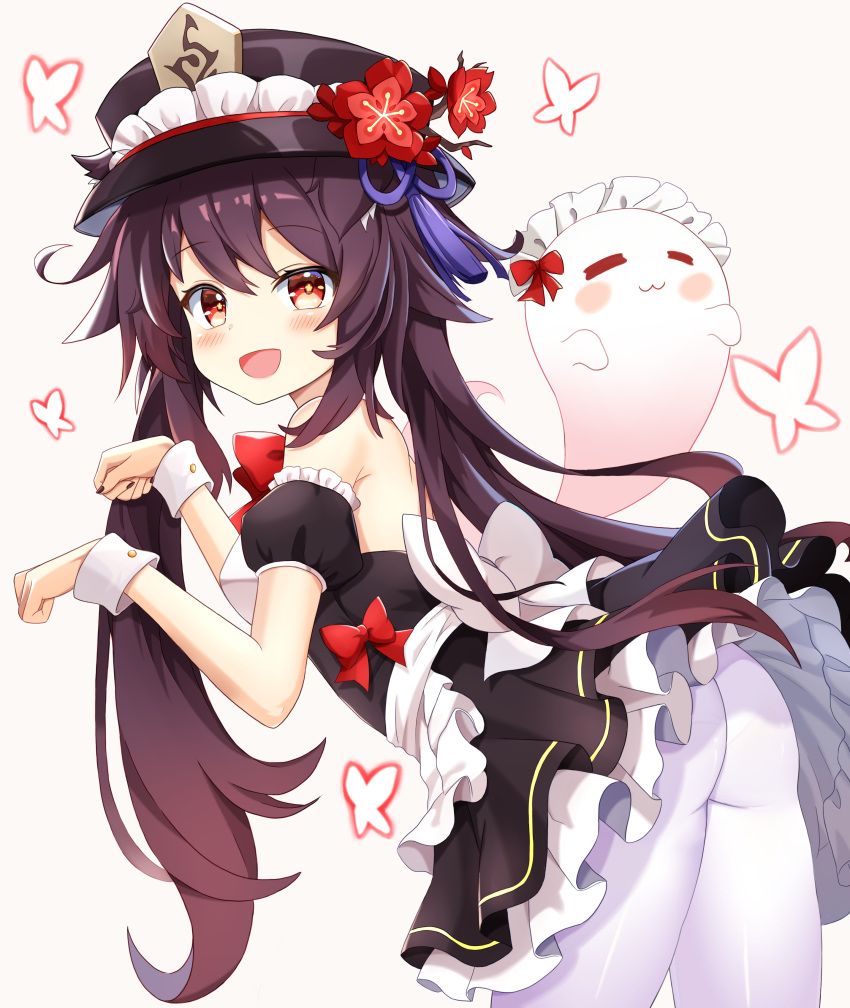 1girl, absurdres, alternate_costume, ass, enmaided, genshin_impact, highres, hu_tao_(genshin_impact)