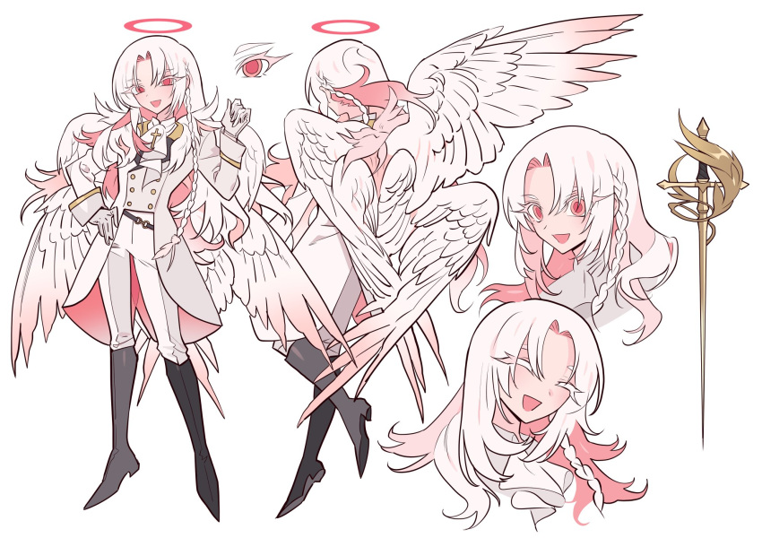 1other, :d, ^_^, androgynous, angel, angel_wings, ascot, bangs