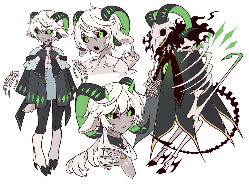 1boy, :o, animal_ears, animal_skull, bangs, black_bow, black_bowtie, black_nails