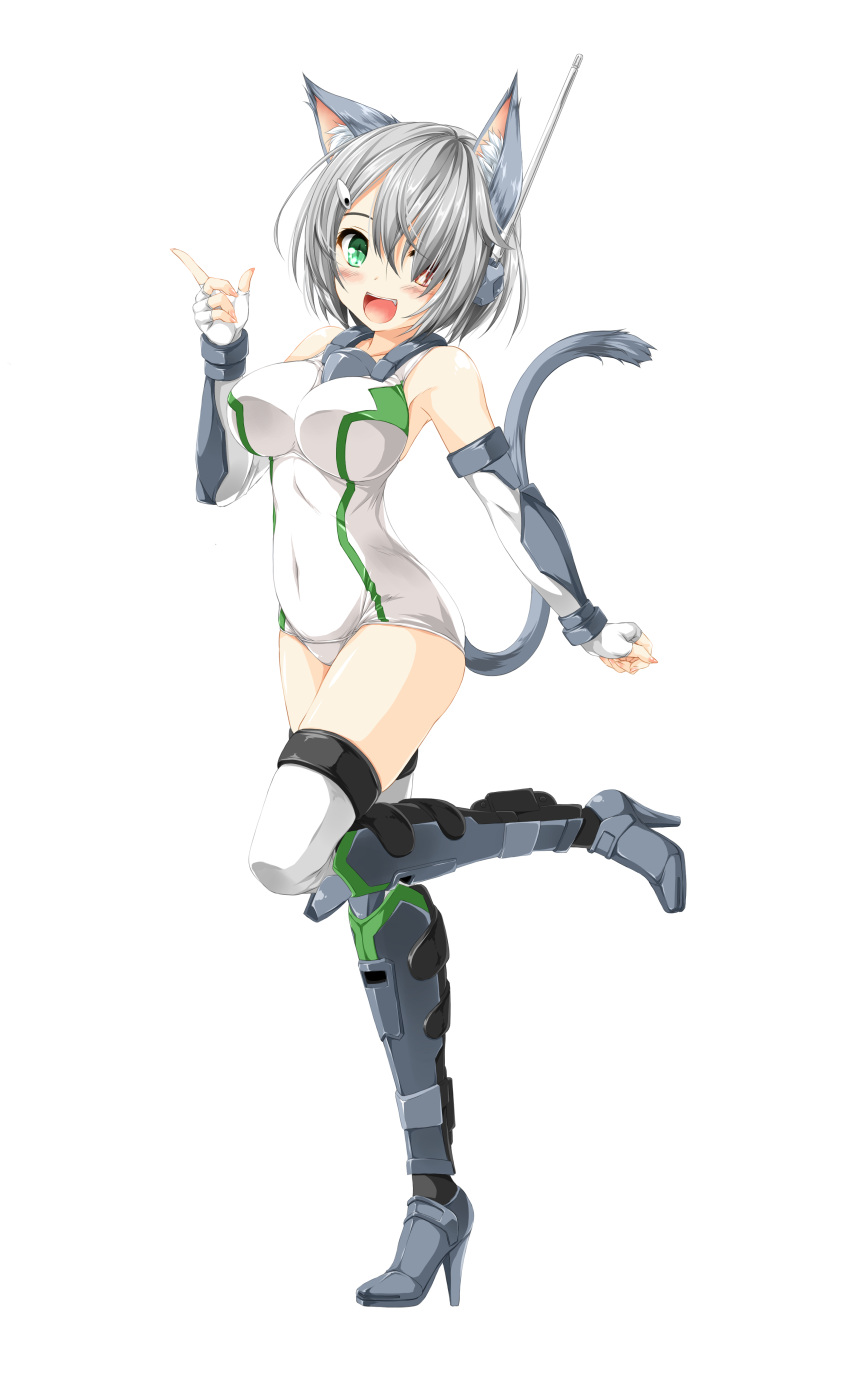 1girl, absurdres, animal_ear_fluff, animal_ears, boots, breasts, brown_eyes, cat_ears
