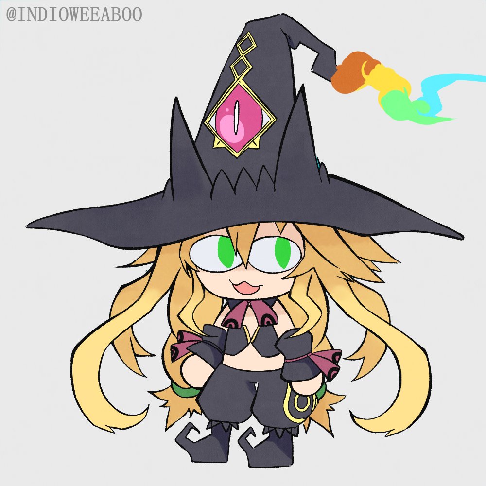 blonde_hair, green_eyes, hat, indioweeaboo, long_hair, majo_to_hyakkihei, metallica_(majo_to_hyakkihei), neco-arc, tagme, witch_hat