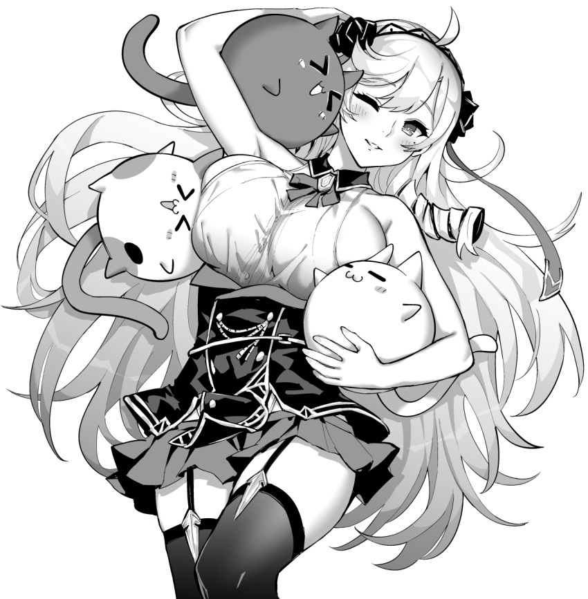 >_<, 1girl, algerie_(azur_lane), arm_up, azur_lane, azur_lane:_slow_ahead, bare_arms, bare_shoulders