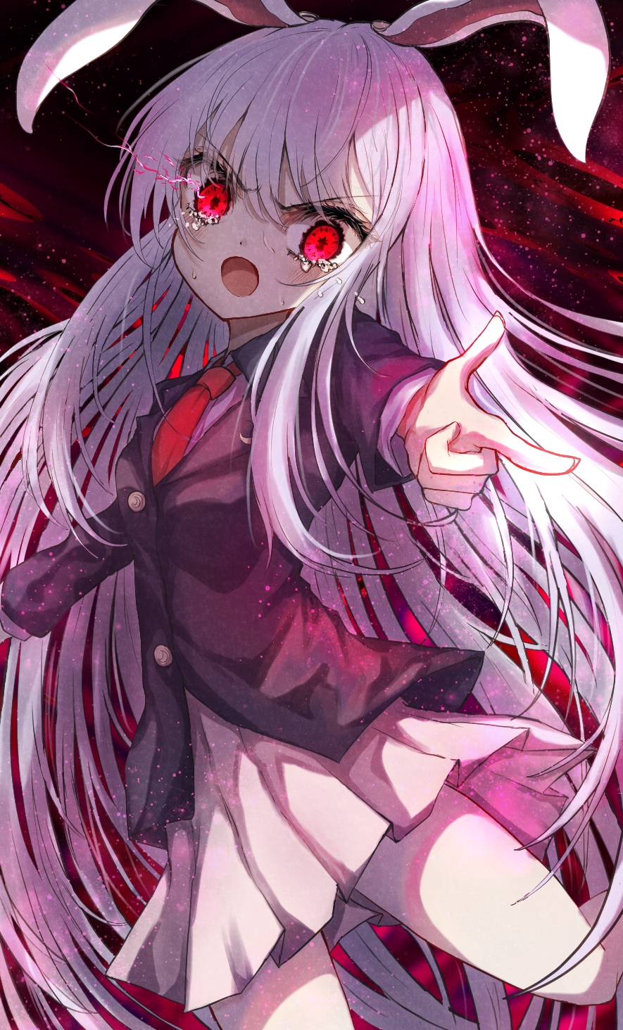 1girl, :o, animal_ears, bangs, blazer, blush, breasts, buttons