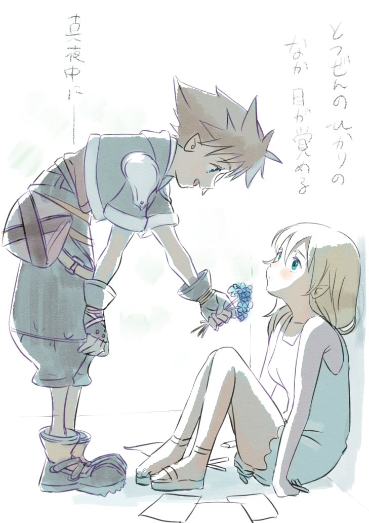 1boy, 1girl, blonde_hair, blue_eyes, blush, brown_hair, chil0107, closed_mouth