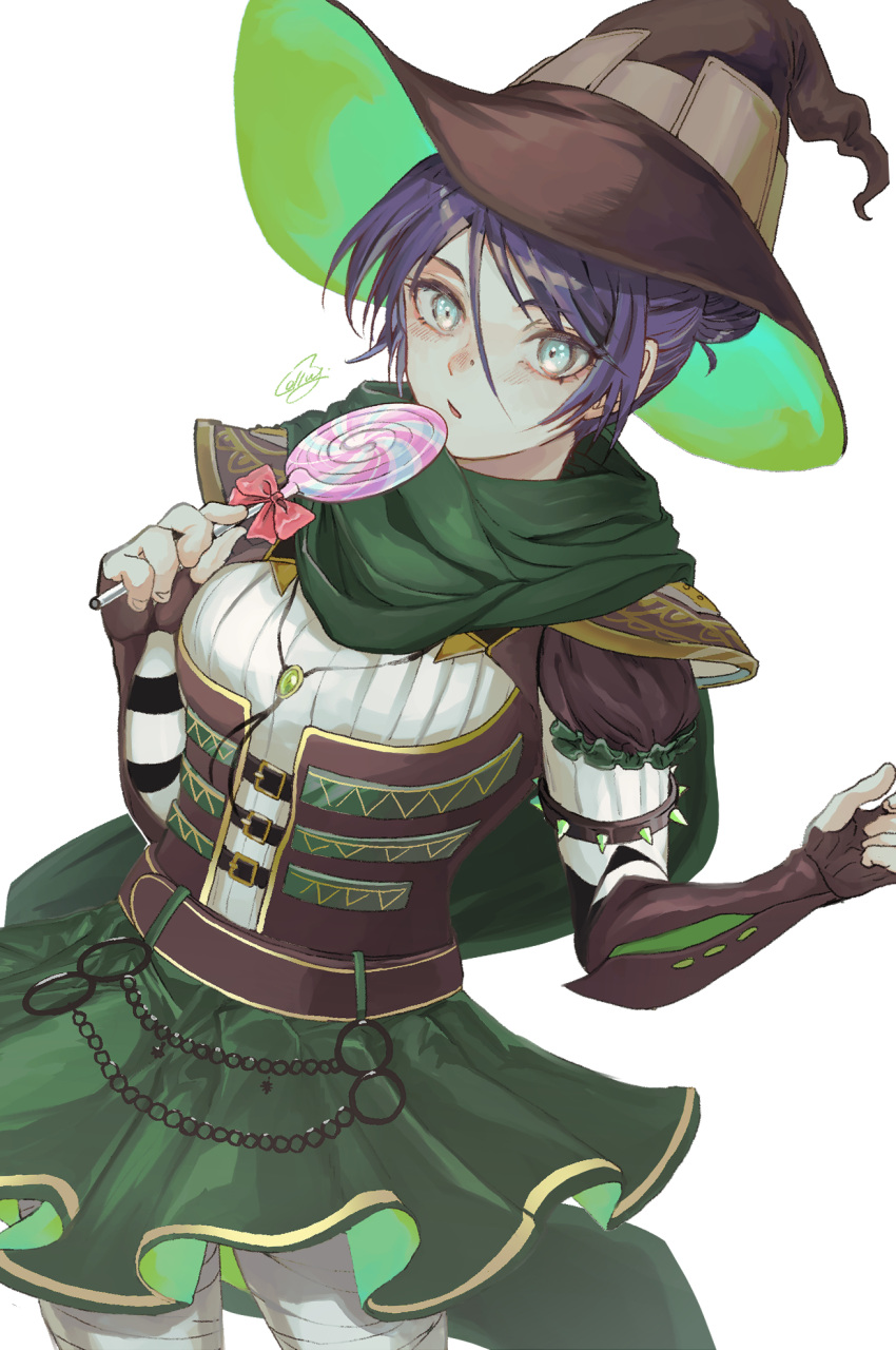 alisame, apex_legends, blue_eyes, brown_gloves, brown_headwear, candy, chain, emerald_enchantress_wraith