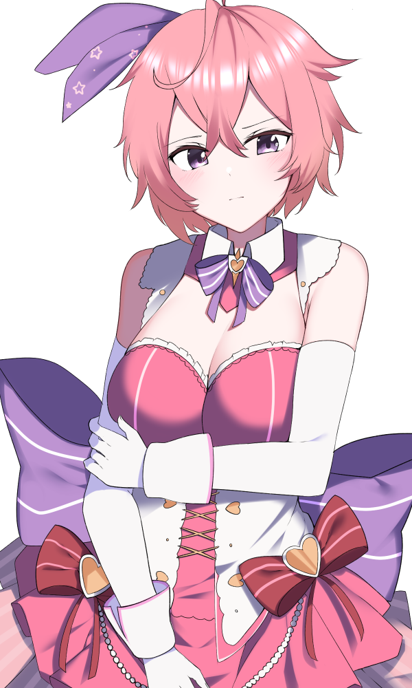 bow, breasts, dress, frilled_dress, frills, gloves, guardian_tales, heart