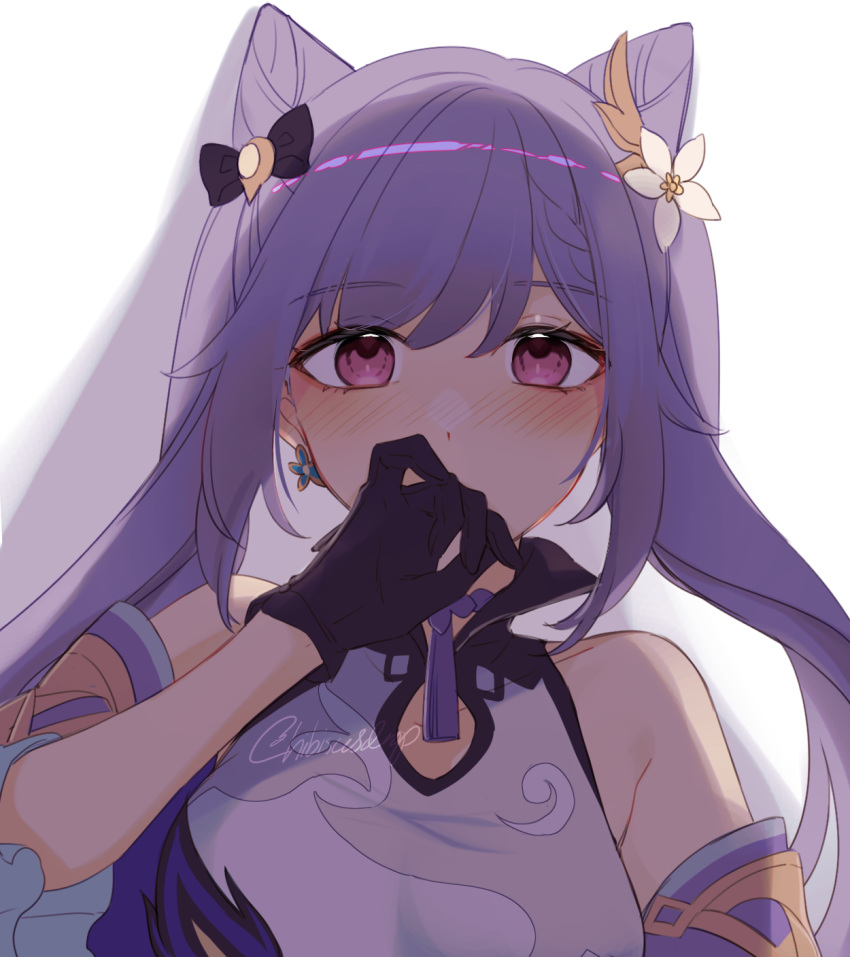 1girl, bangs, black_gloves, blush, braid, collared_dress, double_bun, dress