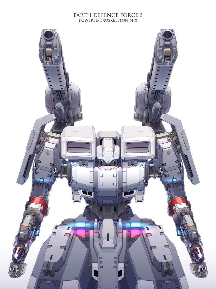 absurdres, arm_cannon, character_name, copyright_name, cropped_legs, earth_defence_force_5, earth_defense_force, english_commentary