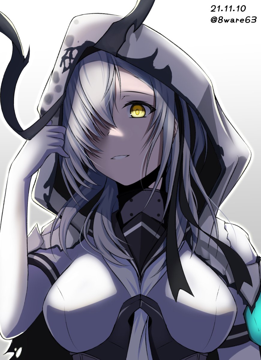 1girl, abyssal_ship, bangs, bodysuit, breasts, dated, dual_persona, entombed_air_defense_guardian_princess