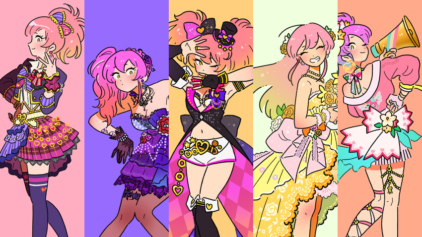 1girl, collage, dress, feet_out_of_frame, gyaru, highres, idol, idolmaster