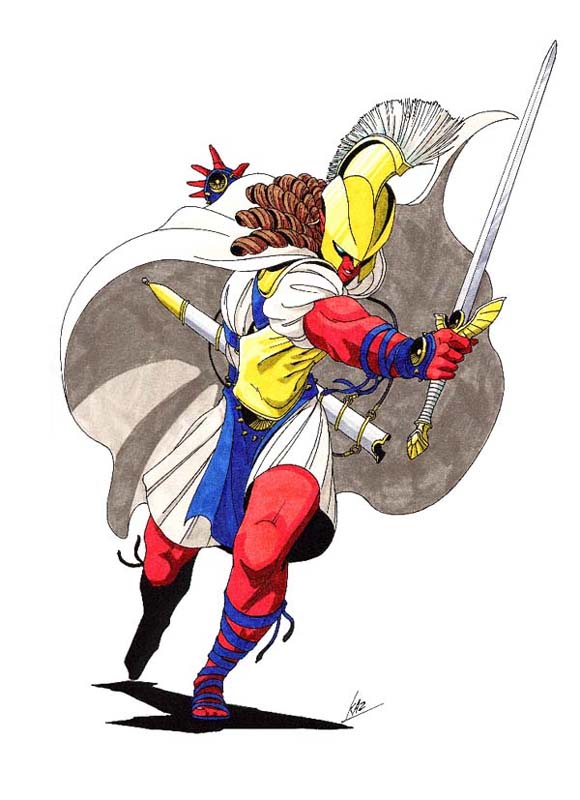 ares, ares_(shin_megami_tensei), atlus, cape, curls, curly_hair, demon, helmet