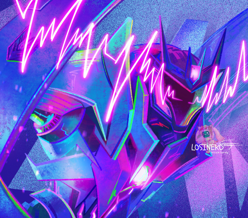 artist_name, decepticon, english_commentary, highres, losineko, mecha, no_humans, science_fiction, signature, solo, soundwave, transformers, transformers_prime, upper_body, v-fin, visor, watermark
